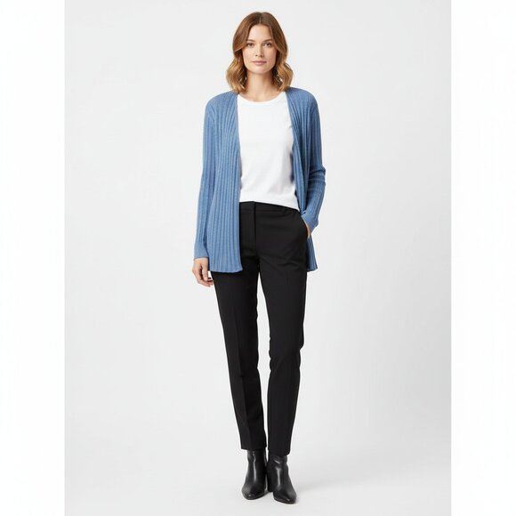 Brooks Brothers Blue Ribbed Open Front Long Sleeve Cardigan Sweater M - Picture 5 of 5